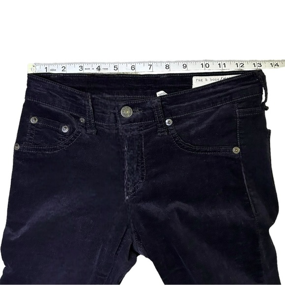 Rag And Bone Black Velvet Skinny Stretch Jeans Zipper Size 24 - Picture 11 of 14